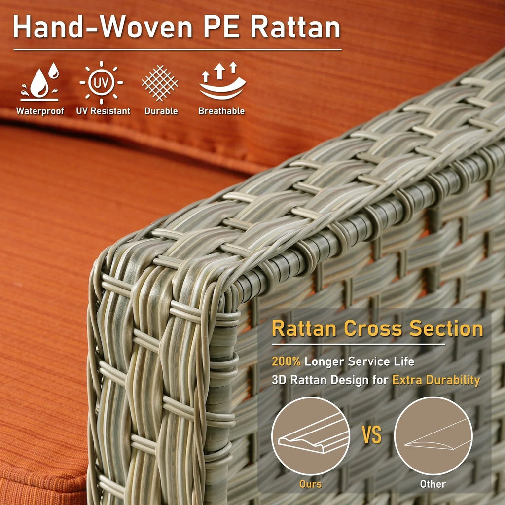 HOOOWOOO 2-piece High Back Wicker Rattan Outdoor Patio Chair Set