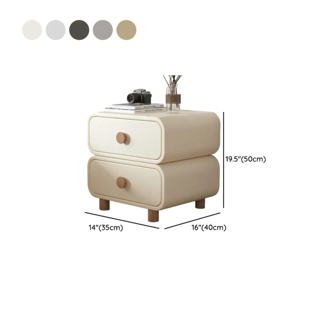 Pleather Scandinavian Nightstand With Faux Leather Finish