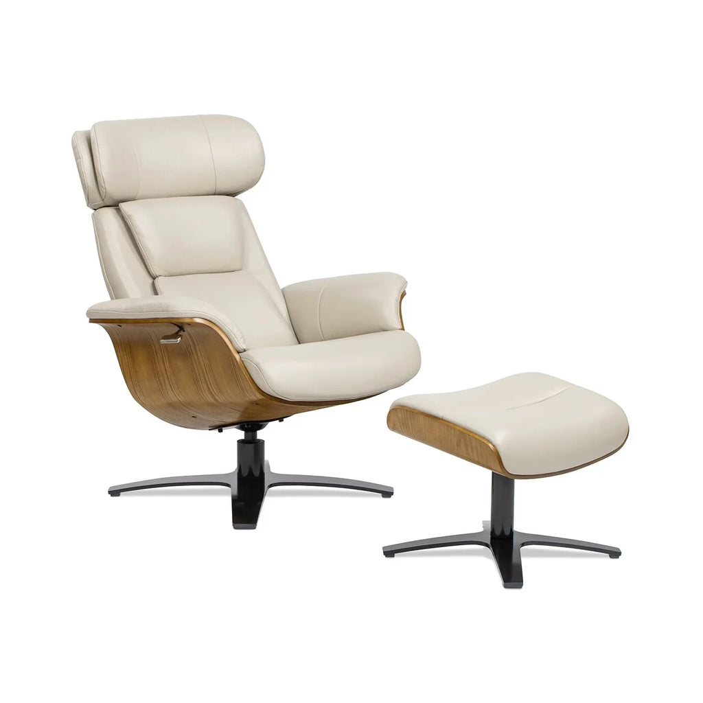 Jovan 31.5 Genuine Leather Recliner Lounge Chair with Ottoman