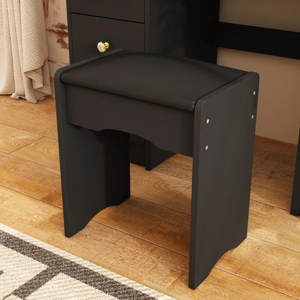 Coiffeuse avec éclairage LED, miroir et tabouret