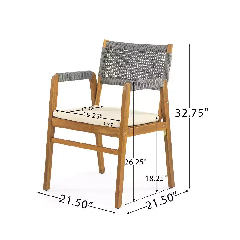 Christopher Knight Home Adeline 7 Pieces Rustic Patio Acacia Upholstered Dining Set