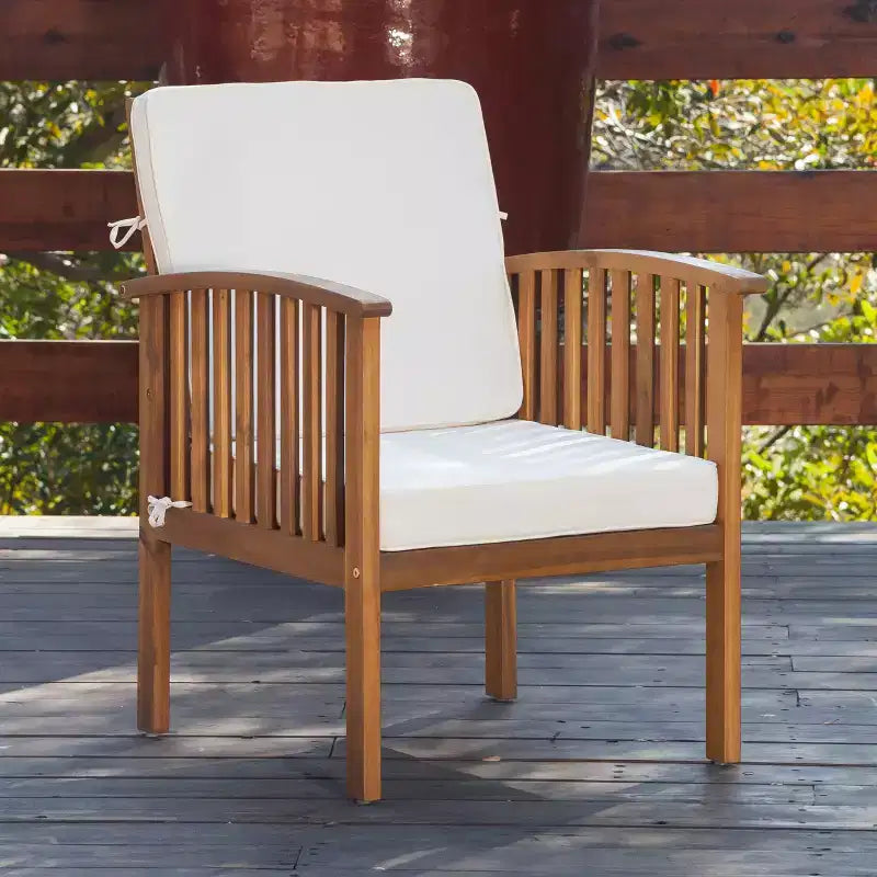 Christopher Knight Home Navan Outdoor Acacia Wood 4 Seater Chat Set with Water-Resistant Cushion