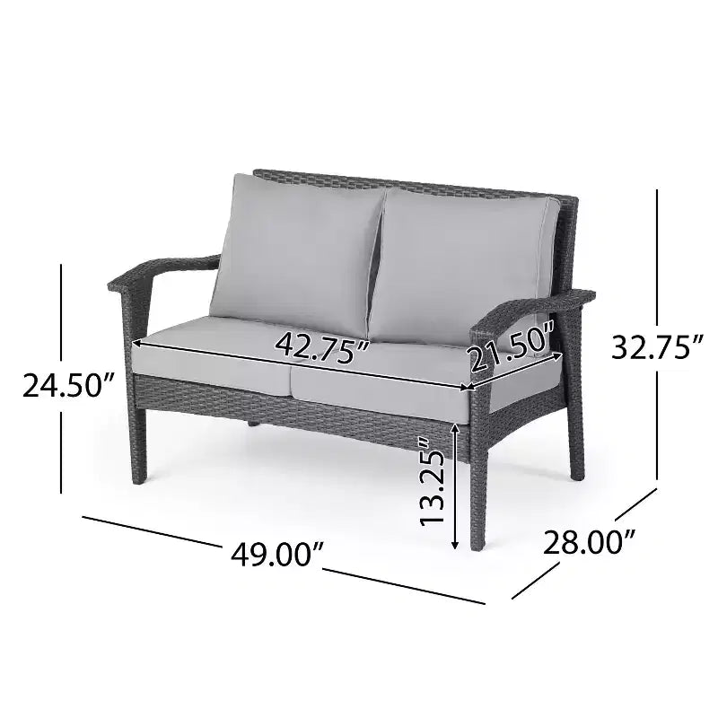 GDFStudio Lucerne Outdoor Wicker 4 Seater Chat Set with Fire Pit