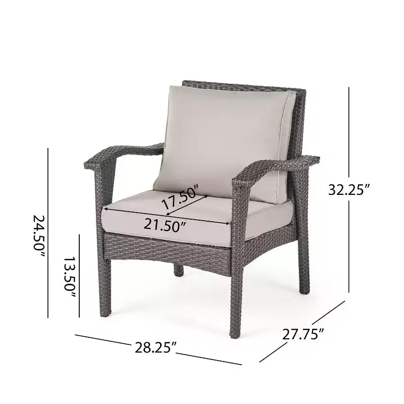 GDFStudio Lucerne Outdoor Wicker 4 Seater Chat Set with Fire Pit