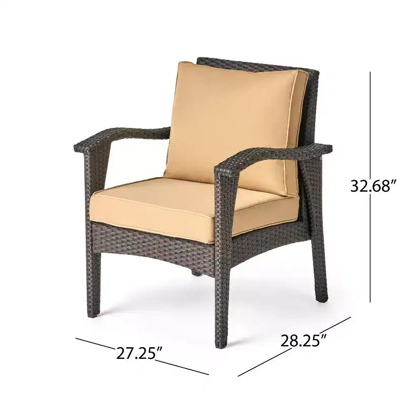 GDFStudio Houlihan Outdoor Wicker 4 Seater Chat Set with Fire Pit