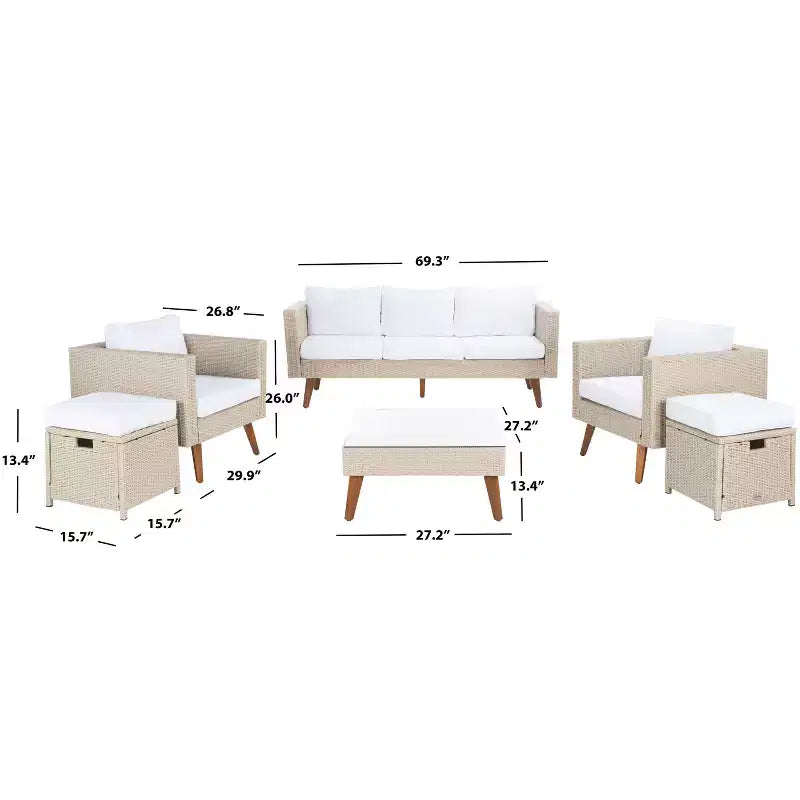 Presla 6 Piece Living Set - Indoor/Outdoor - PAT7715 - Safavieh