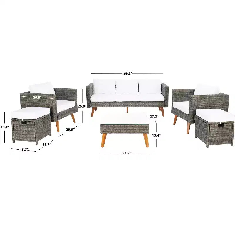 Presla 6 Piece Living Set - Indoor/Outdoor - PAT7715 - Safavieh