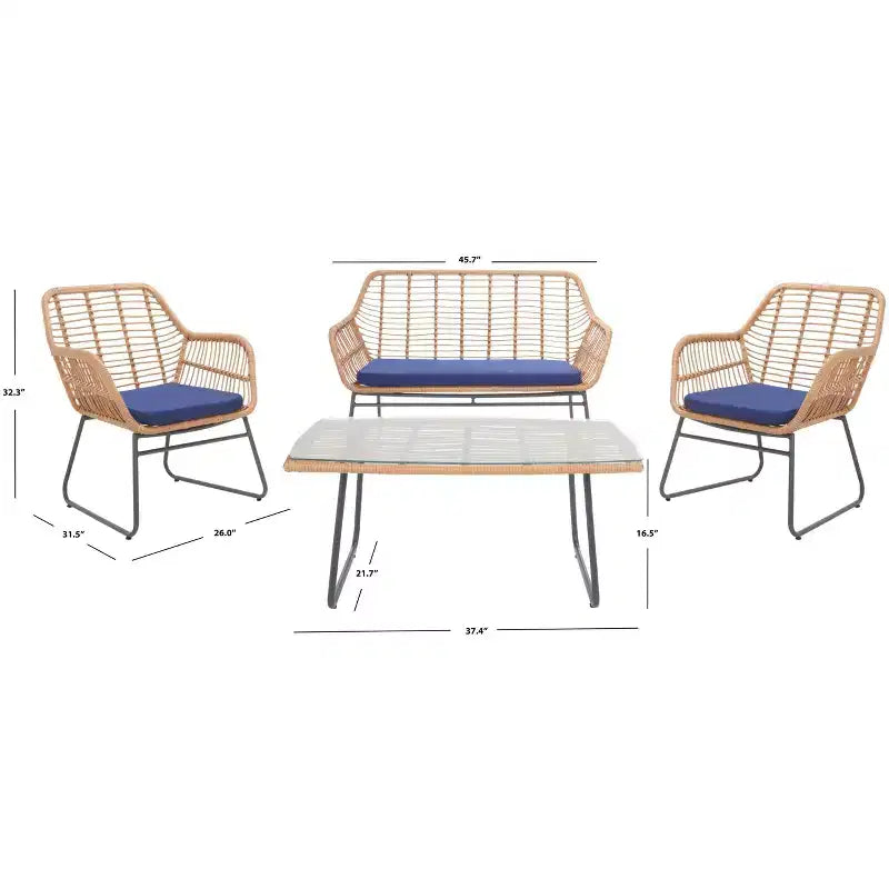 Roston 4 Piece Living Set - Indoor/Outdoor - PAT9005 - Safavieh