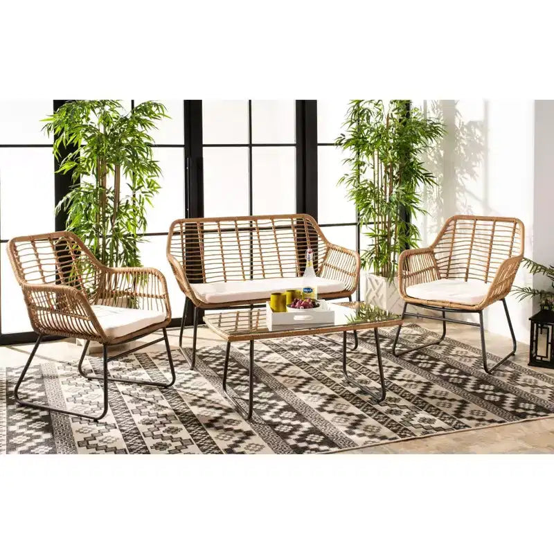 Roston 4 Piece Living Set - Indoor/Outdoor - PAT9005 - Safavieh