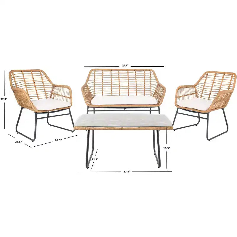 Roston 4 Piece Living Set - Indoor/Outdoor - PAT9005 - Safavieh