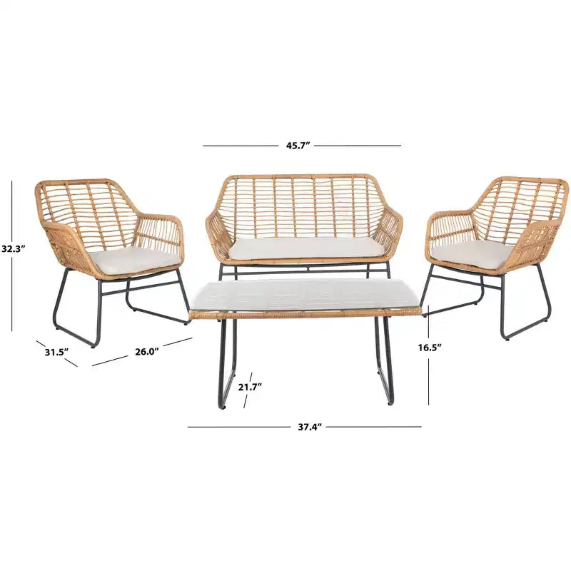 Roston 4 Piece Living Set - Indoor/Outdoor - PAT9005 - Safavieh
