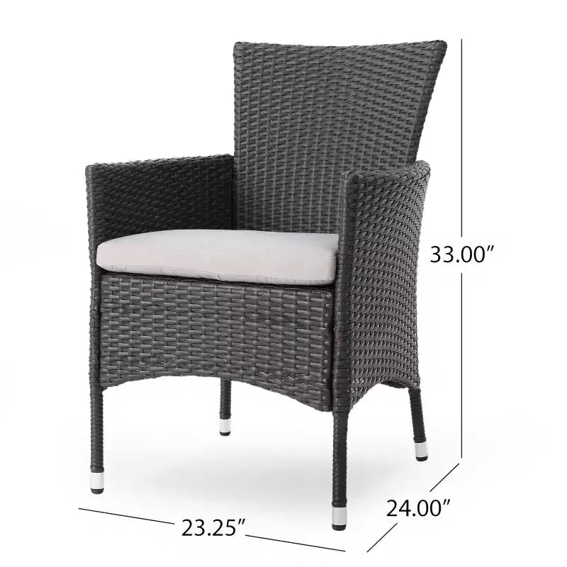 GDFStudio Aloha Outdoor Acacia Wood and Wicker 9 Piece Expandable Dining Set, Light Gray/Gray