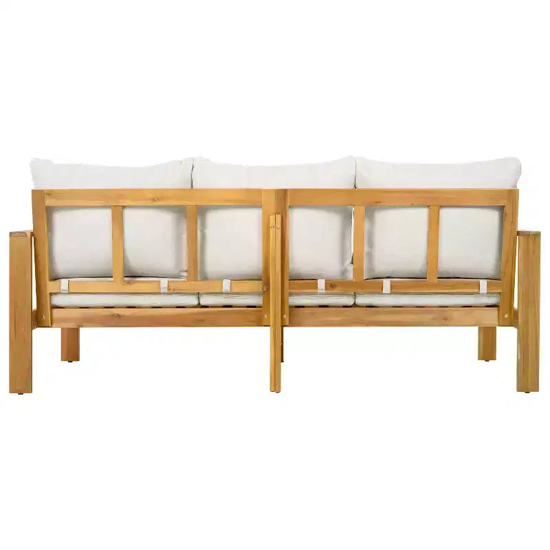 Christopher Knight Home Norman 5 Pieces Outdoor Slat Design Acacia Wood Upholstered Seating Set