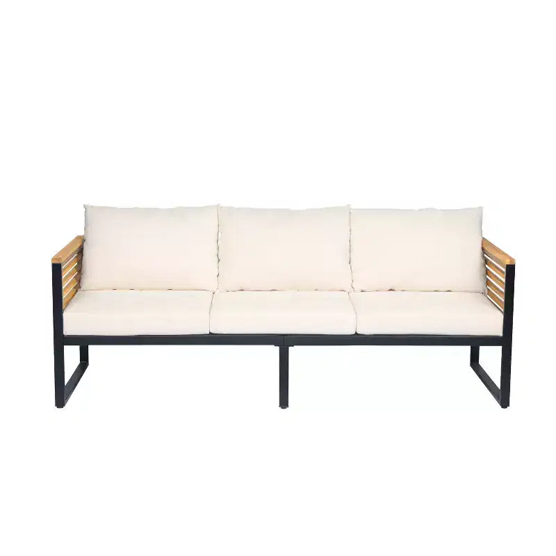 Christopher Knight Home Faye 4 Piece Patio Acacia and Metal Upholstered Seating Set with Slat Design