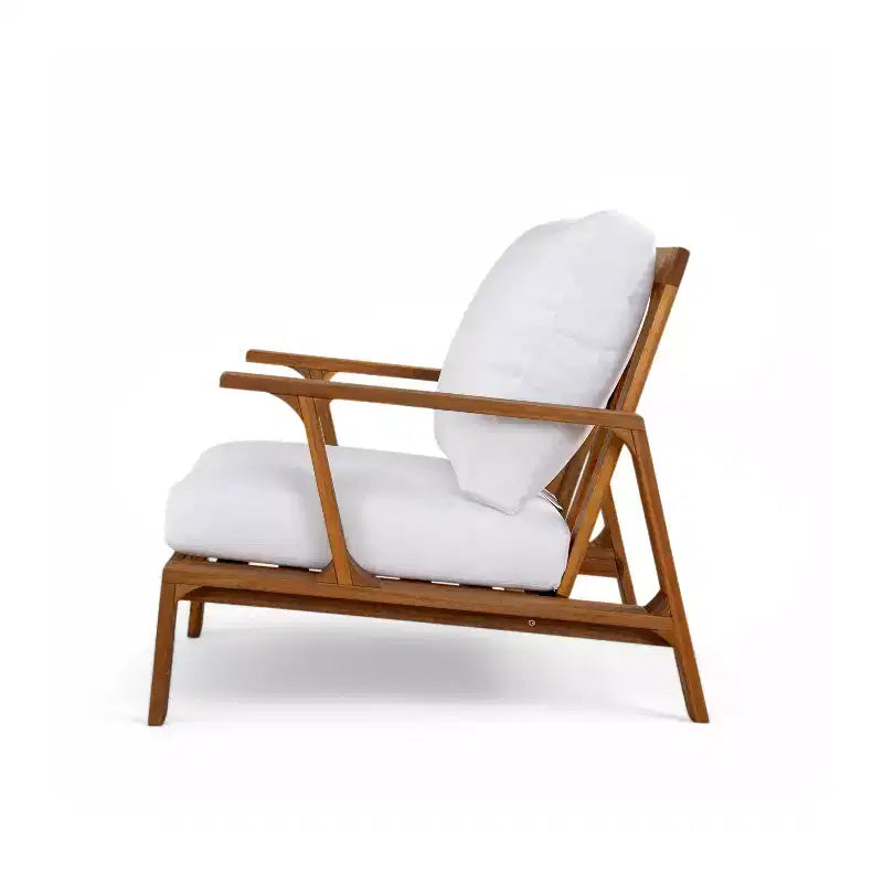 Scott Living Doris 4 Piece Outdoor Rustic Slat Design Acacia Wood Upholstered Seating Set