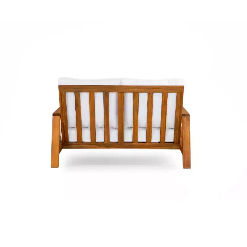 Scott Living Doris 4 Piece Outdoor Rustic Slat Design Acacia Wood Upholstered Seating Set