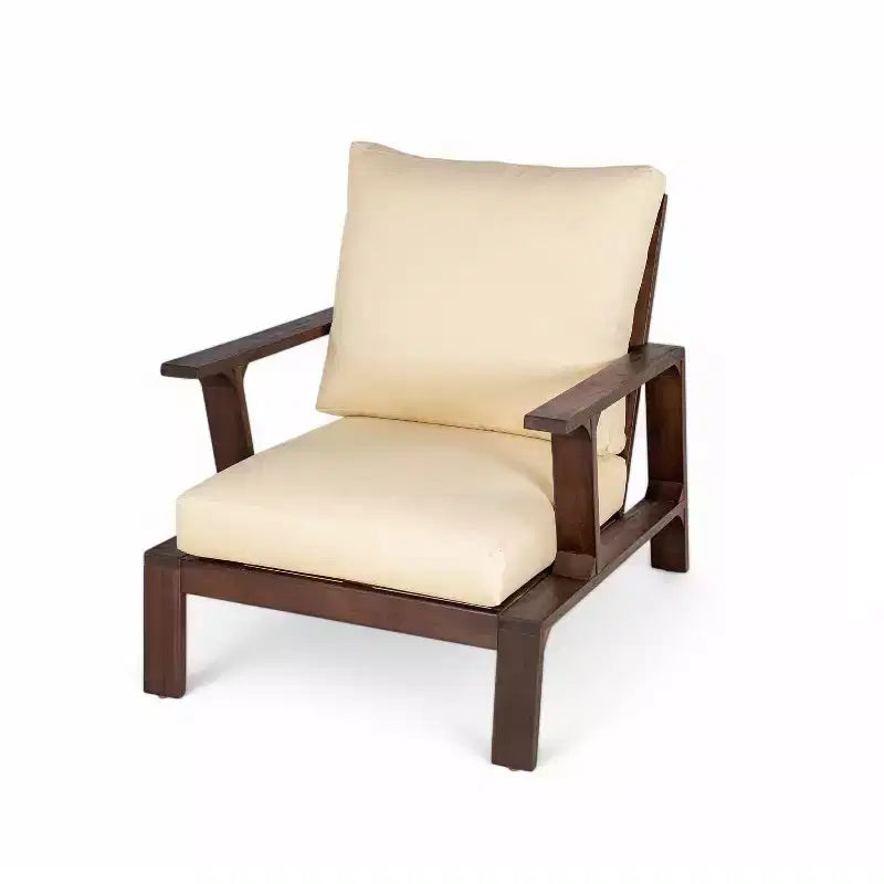 Scott Living Doris 4 Piece Outdoor Rustic Slat Design Acacia Wood Upholstered Seating Set