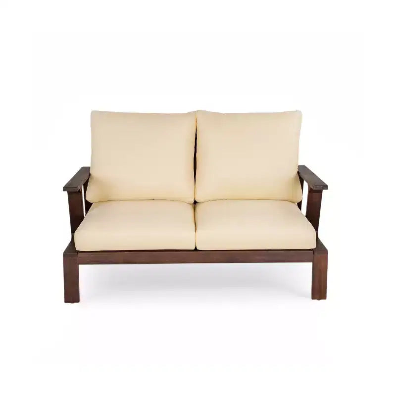 Scott Living Doris 4 Piece Outdoor Rustic Slat Design Acacia Wood Upholstered Seating Set