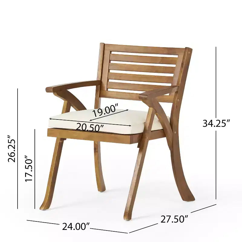 Christopher Knight Home Bellmill Outdoor Iron and Acacia Wood 7 Piece Dining Set with Cushion, Teak/Black