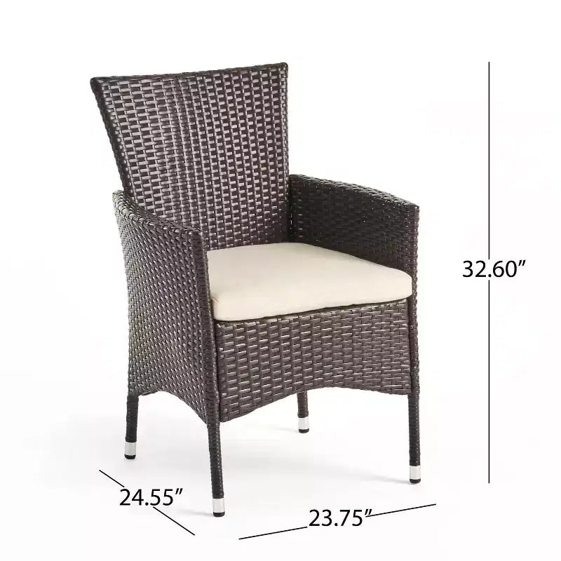 Christopher Knight Home Albury Outdoor Acacia Wood and Wicker 5 Piece Dining Set with Cushion