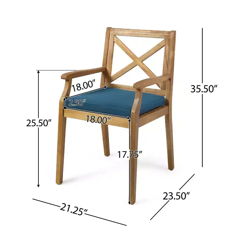 Christopher Knight Home Llano Outdoor Acacia Wood 5 Piece Dining Set with Water Resistant Cushion