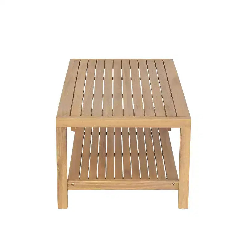 Christopher Knight Home Fraser 4-Piece Patio Slat Design Acacia Wood Upholstered Seating Set