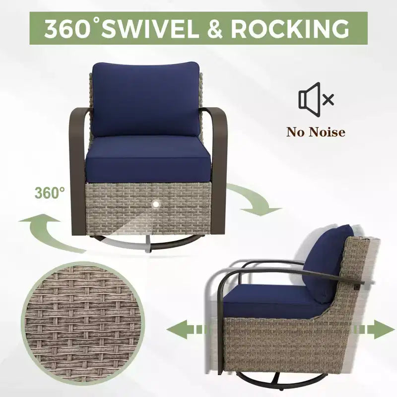 EAGLE PEAK Coastal Vista Outdoor Patio Furniture Set, Half-Moon Curved Wicker Patio Conversation Set with Coffee Table
