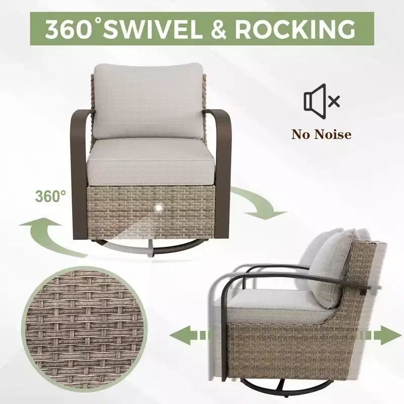 EAGLE PEAK Coastal Vista Outdoor Patio Furniture Set, Half-Moon Curved Wicker Patio Conversation Set with Coffee Table