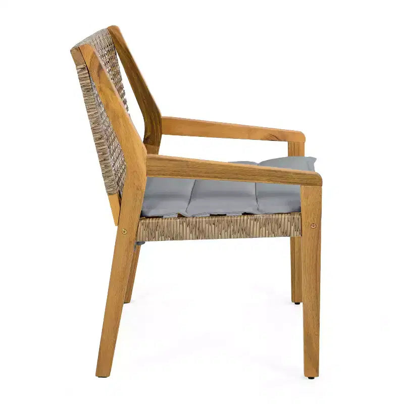Christopher Knight Home Neva 5 Piece Industrial Outdoor Acacia Wood and Wicker Dining Set with Cushions