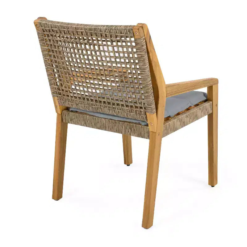 Christopher Knight Home Neva 5 Piece Industrial Outdoor Acacia Wood and Wicker Dining Set with Cushions