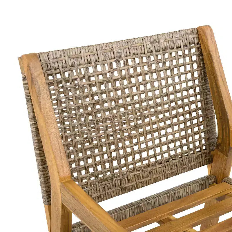 Christopher Knight Home Neva 5 Piece Industrial Outdoor Acacia Wood and Wicker Dining Set with Cushions