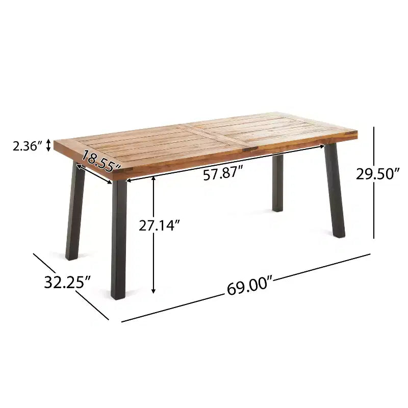 Christopher Knight Home Neva 5 Piece Industrial Outdoor Acacia Wood and Wicker Dining Set with Cushions