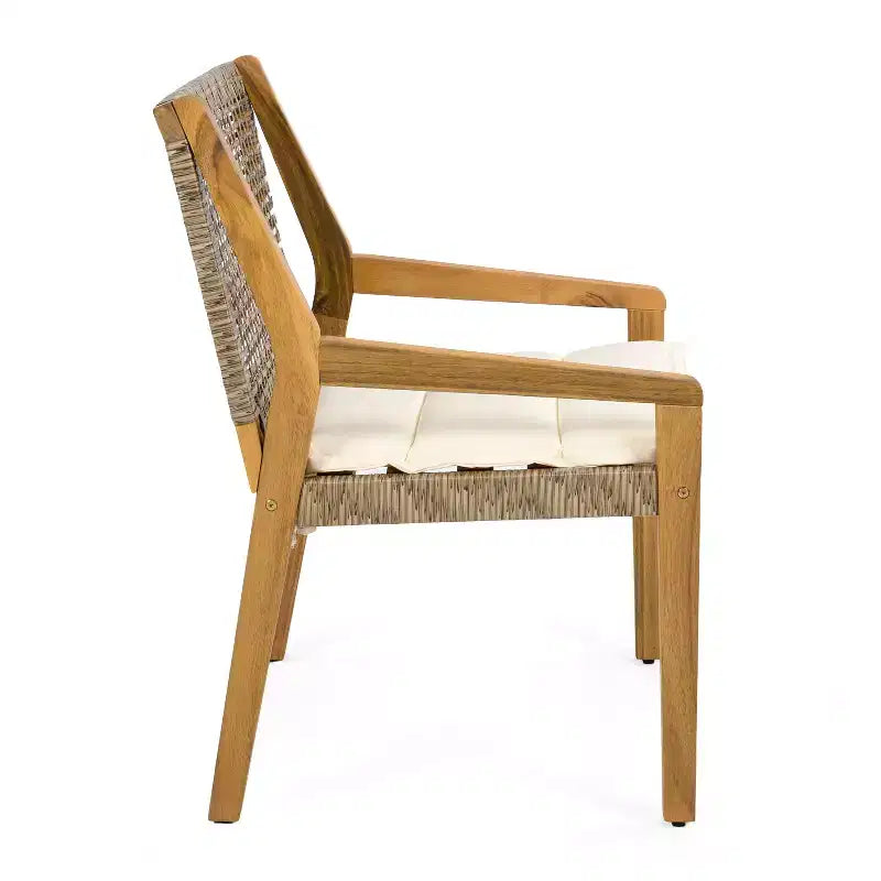 Christopher Knight Home Neva 5 Piece Industrial Outdoor Acacia Wood and Wicker Dining Set with Cushions