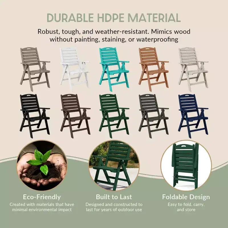 WestinTrends Malibu 5-Piece HDPE Square Patio Dining Table Set with Foldable Chairs, White