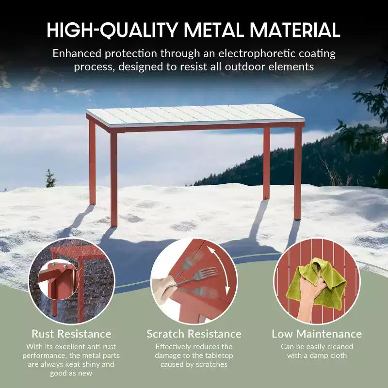 WestinTrends Playa 7-Piece Outdoor Metal Rectangle Patio Dining Table Set With Stackable Resin Patio Dining Chairs