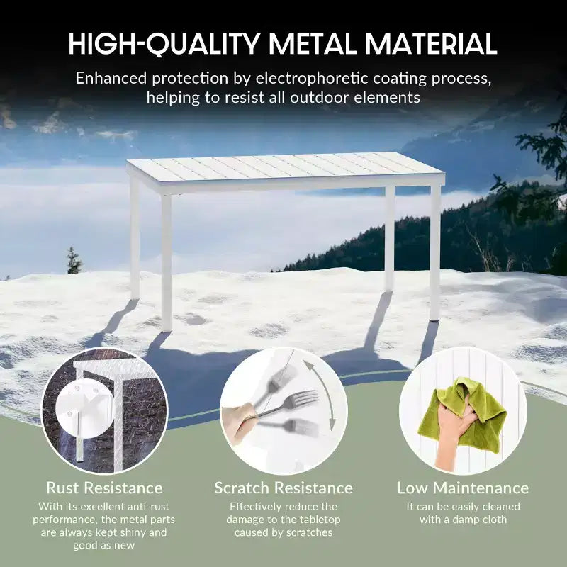 WestinTrends Playa 7-Piece Outdoor Metal Rectangle Patio Dining Table Set With Stackable Resin Patio Dining Chairs