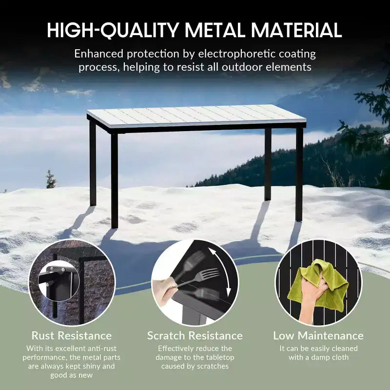 WestinTrends Playa 7-Piece Outdoor Metal Rectangle Patio Dining Table Set With Stackable Resin Patio Dining Chairs