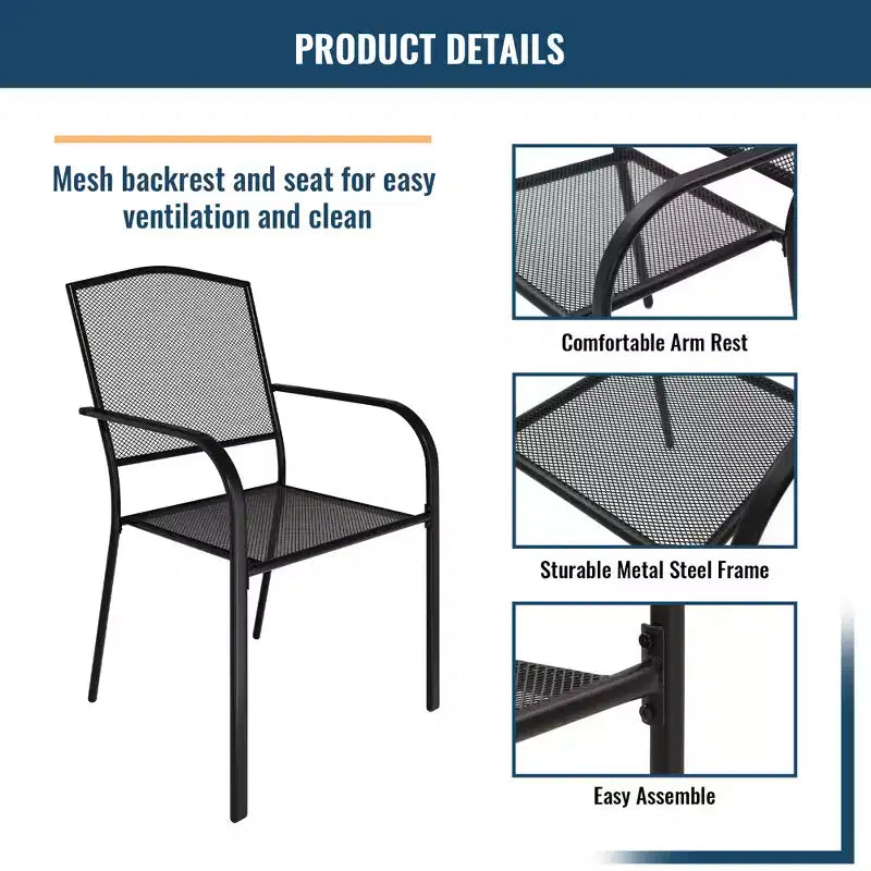 CLIHOME 7-Piece Outdoor Dining Set,65 Steel Frame Mesh Table & Chairs Patio Set