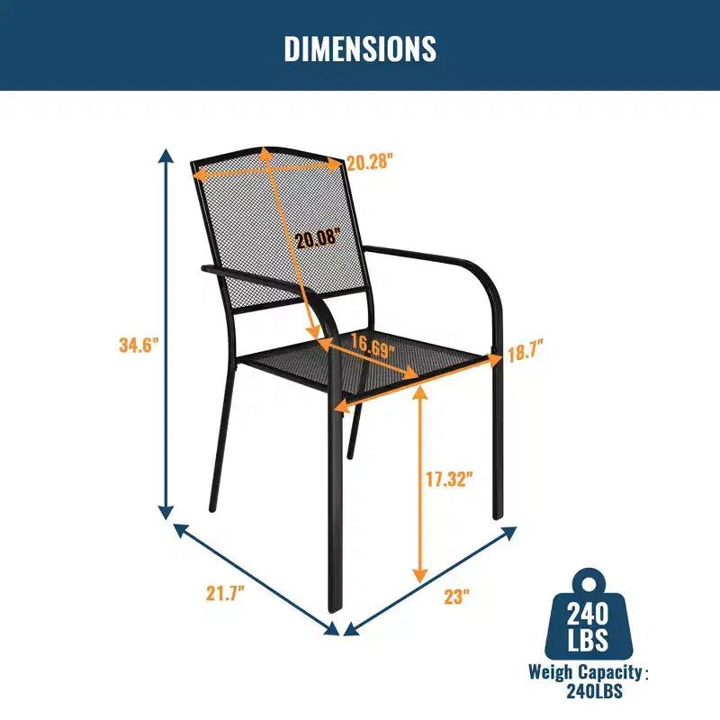 CLIHOME 7-Piece Outdoor Dining Set,65 Steel Frame Mesh Table & Chairs Patio Set