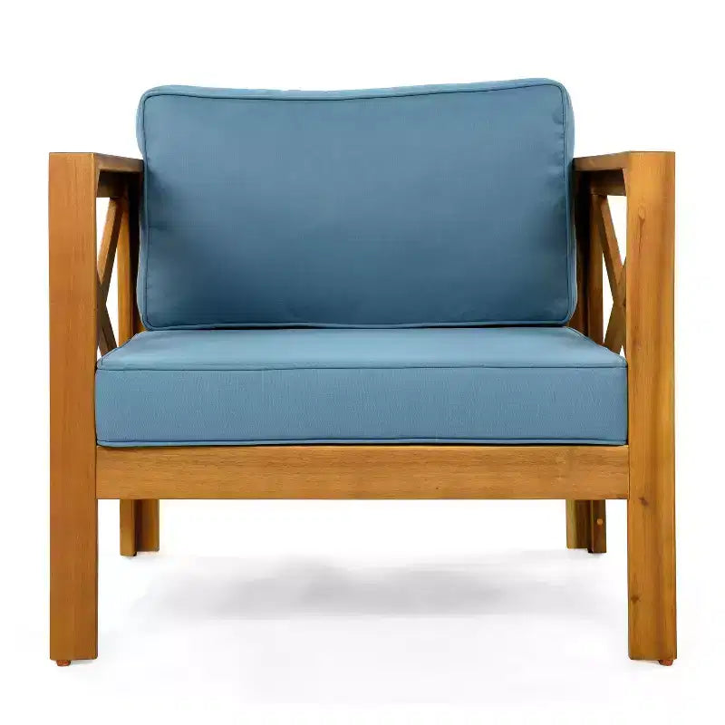 Christopher Knight Home Callum Transitional 3 Piece Patio Acacia Wood Club Chairs with Rectangle Accent Table
