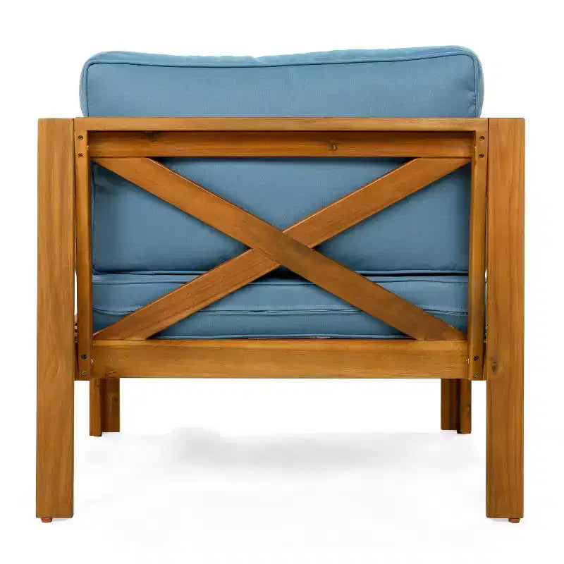 Christopher Knight Home Callum Transitional 3 Piece Patio Acacia Wood Club Chairs with Rectangle Accent Table