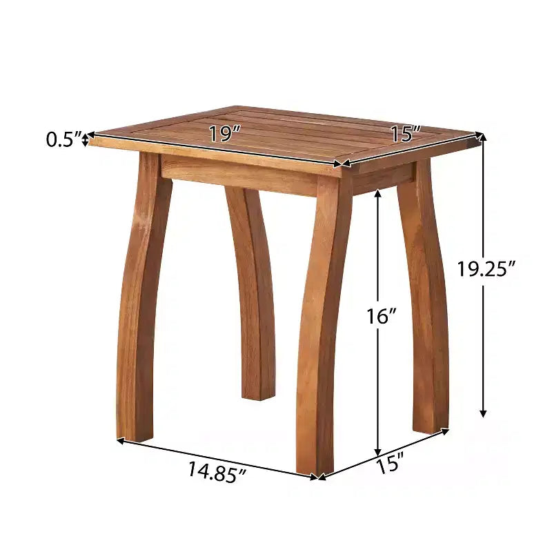 Christopher Knight Home Callum Transitional 3 Piece Patio Acacia Wood Club Chairs with Rectangle Accent Table