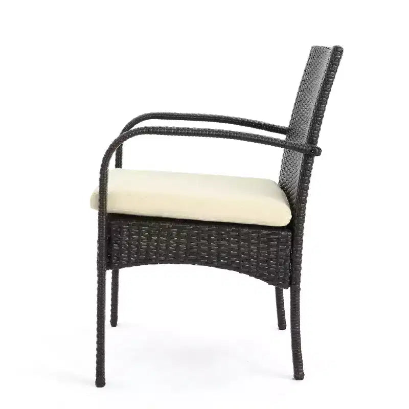 Christopher Knight Home Caraga Outdoor Acacia Wood and Wicker 7 Piece Dining Set with Cushion