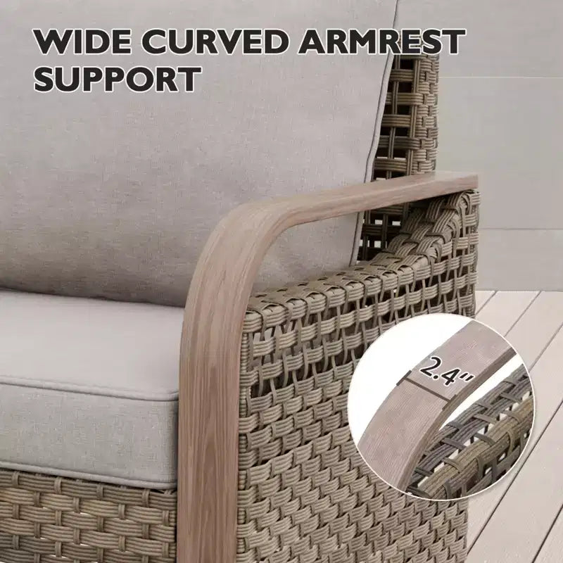 Outdoor Rattan Furniture Set Patio Seating Set Patio Loveseat with Ottoman