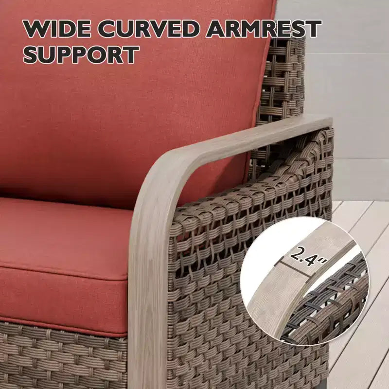 Outdoor Rattan Furniture Set Patio Seating Set Patio Loveseat with Ottoman