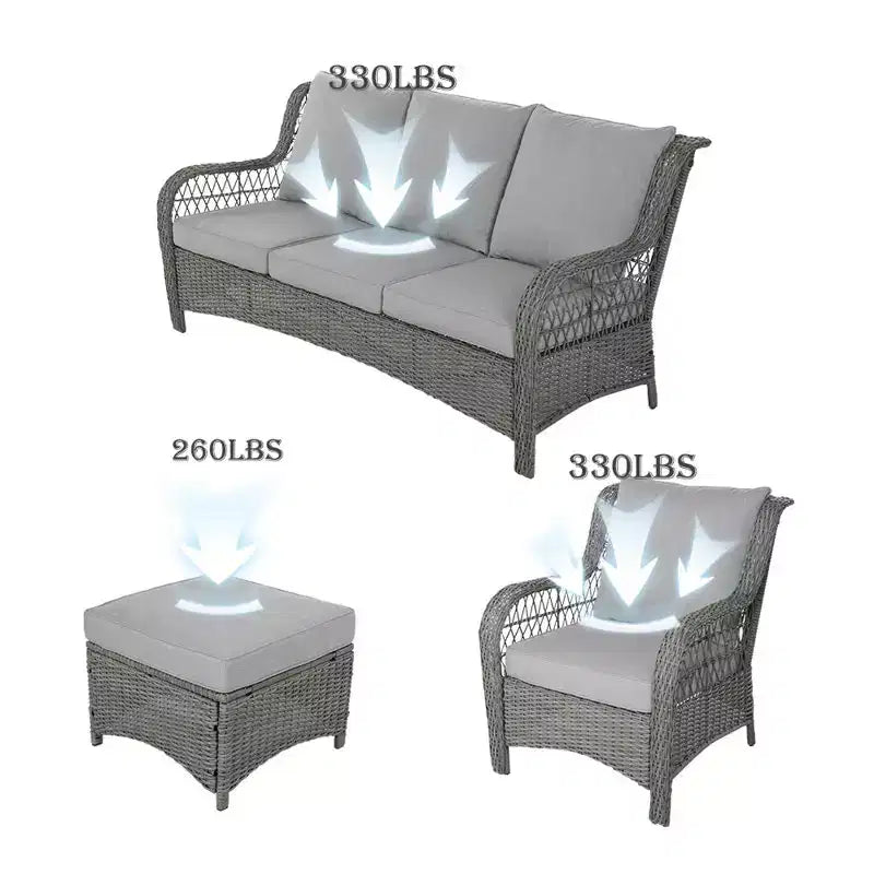 GRANDPATIO Polyethylene (PE) Wicker 5 - Person Seating Group with Cushions