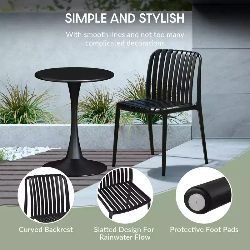 WestinTrends Playa 5-Piece Outdoor Metal Dining Table Set And Stackable Resin Patio Chairs
