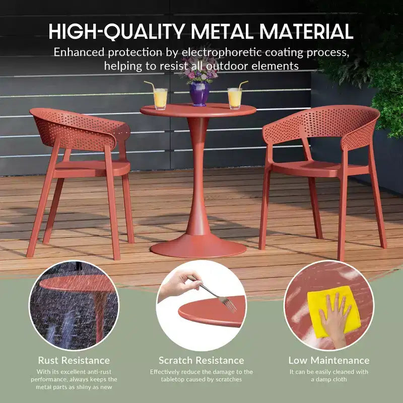 WestinTrends Playa 5-Piece Outdoor Metal Dining Table Set And Stackable Resin Patio Chairs