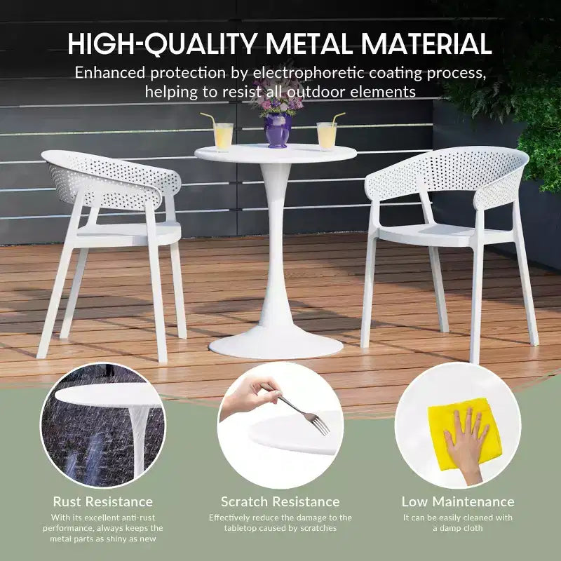 WestinTrends Playa 5-Piece Outdoor Metal Dining Table Set And Stackable Resin Patio Chairs