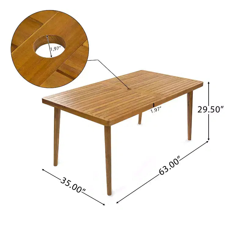 Christopher Knight Home Ofer 7 Pieces Aluminum and Acacia Wood Dining Set